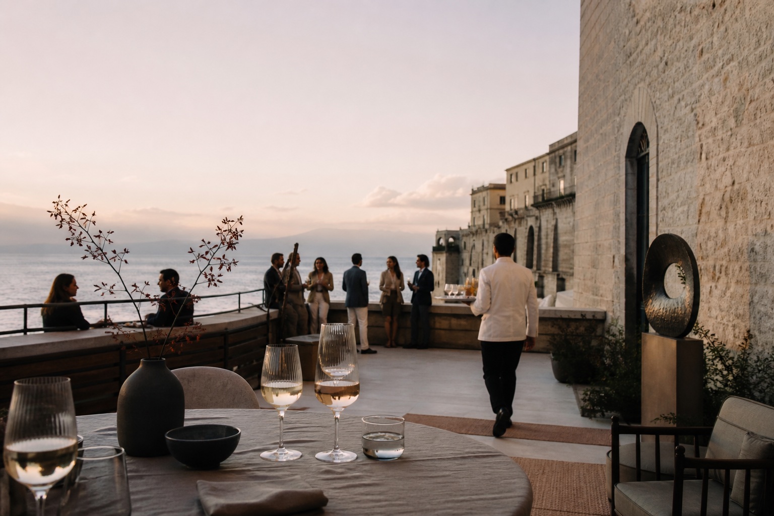 Ricevimento su una terrazza contemporanea affacciata sul golfo di Napoli